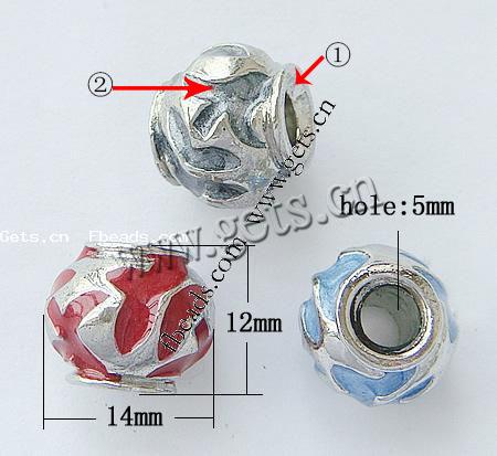 Enamel Zinc Alloy European Beads, Drum, plated, without troll & large hole, more colors for choice, 14x12mm, Hole:Approx 5mm, Sold By PC