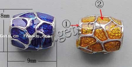 Gota de Europeo de aleación de zinc con esmalte, Tambor, chapado, sin rosca & agujero largo, más colores para la opción, libre de níquel, plomo & cadmio, 9x8mm, agujero:aproximado 4.5mm, Vendido por UD