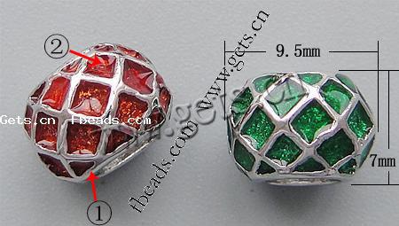 Gota de Europeo de aleación de zinc con esmalte, Toroidal, chapado, sin rosca & agujero largo, más colores para la opción, libre de níquel, plomo & cadmio, 9.5x7mm, agujero:aproximado 4.5mm, Vendido por UD