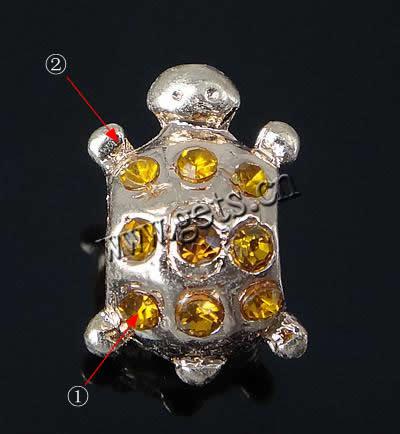 Strass Zink Legierung Europa Perlen, Zinklegierung, Schildkröter, plattiert, ohne troll & mit Strass, keine, 8x8x12mm, Bohrung:ca. 4mm, verkauft von PC