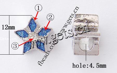 Gota de Europeo de aleación de zinc con esmalte, Estrella, chapado, Modificado para requisitos particulares & sin rosca & con diamantes de imitación & agujero largo, más colores para la opción, 12x12x9mm, agujero:aproximado 4.5mm, Vendido por UD