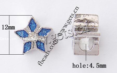 Gota de Europeo de aleación de zinc con esmalte, Estrella, chapado, Modificado para requisitos particulares & sin rosca & con diamantes de imitación & agujero largo, más colores para la opción, 12x12x9mm, agujero:aproximado 4.5mm, Vendido por UD