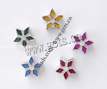 Gota de Europeo de aleación de zinc con esmalte, Estrella, chapado, Modificado para requisitos particulares & sin rosca & con diamantes de imitación & agujero largo, más colores para la opción, 12x12x9mm, agujero:aproximado 4.5mm, Vendido por UD