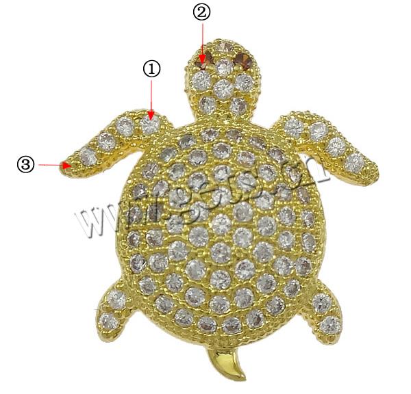 Cubic Zirconia Micro Pave Brass Beads, Turtle, plated, micro pave cubic zirconia & hollow, more colors for choice, 17x19x5mm, Hole:Approx 2mm, Sold By PC