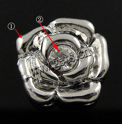 Strass Zinklegierung Perlen, Blume, plattiert, keine, 8.5x8.5x4mm, Bohrung:ca. 1mm, verkauft von PC