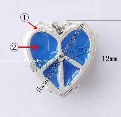 Gota de Europeo de aleación de zinc con esmalte, Corazón, chapado, sin rosca & agujero largo, más colores para la opción, 12x12x6.5mm, agujero:aproximado 4mm, Vendido por UD