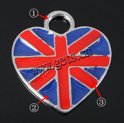 Zinc Alloy Enamel Pendants, Heart, plated, more colors for choice, 19.5x17x1.5mm, Hole:Approx 4mm, Sold By PC