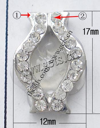 Barra separadora de diamantes de imitación, con aleación de zinc, Gato, chapado, 3-aro & con diamantes de imitación de Mideast, más colores para la opción, libre de níquel, 17x12mm, Vendido por UD