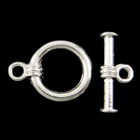 Zink Legierung Knebelverschluss, Zinklegierung, rund, Einzelstrang, keine, frei von Kadmium, 14x19x2mm, 18x7x4mm, Bohrung:ca. 1.5mm, verkauft von setzen