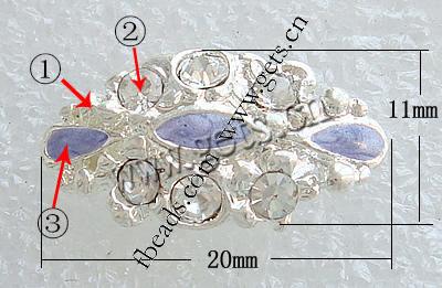 Enamel Zinc Alloy Connector, Oval, plated, with rhinestone, more colors for choice, nickel, lead & cadmium free, 20x11mm, Hole:Approx 1mm, Sold By PC