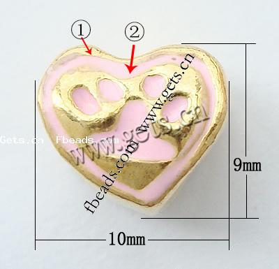 Enamel Zinc Alloy European Beads, Heart, plated, large hole, more colors for choice, 10x9x8mm, Hole:Approx 5mm, Sold By PC