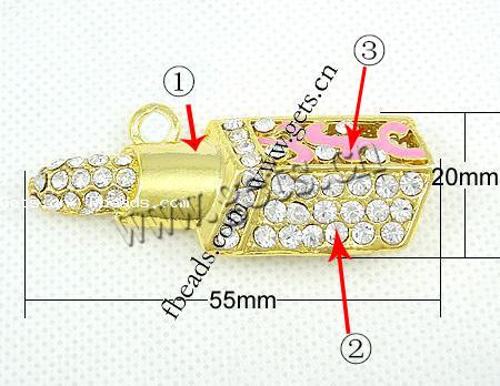 Zinc Alloy Tool Pendants, plated, enamel, more colors for choice, 55x20x12mm, Hole:Approx 4mm, Sold By PC