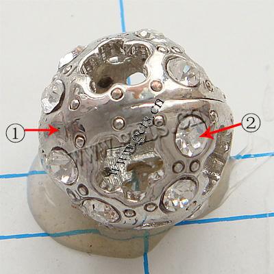 Strass Zinklegierung Perlen, Rohr, plattiert, plattierte Dicke über 3μm & mit Strass von Nahost, keine, frei von Nickel, Blei & Kadmium, Grade A, 17mm, verkauft von PC