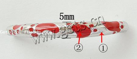 Perlas de aleación de Zinc de esmalte, con aleación de zinc, Tubo, chapado, más colores para la opción, libre de cadmio, 41.5x5.5x5mm, agujero:aproximado 1mm, Vendido por UD