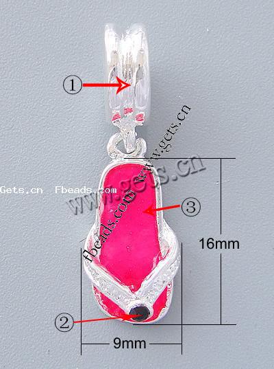 Zink Legierung Europa Anhänger, Zinklegierung, Schuhe, plattiert, ohne troll & Emaille & mit Strass, keine, frei von Nickel, Blei & Kadmium, 16x9x4mm, Bohrung:ca. 5mm, verkauft von PC