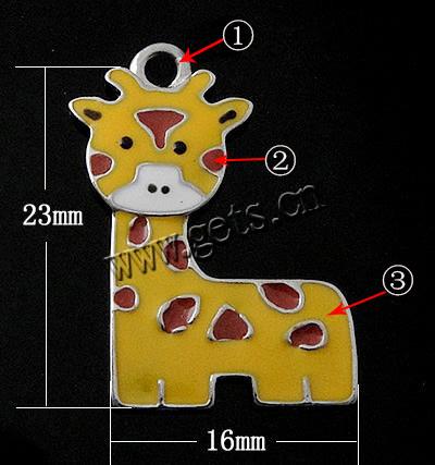 Zinc Alloy Enamel Pendants, Deer, plated, more colors for choice, 23x16x1.7mm, Hole:Approx 2mm, Sold By PC