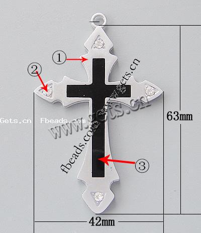 Zinc Alloy Cross Pendants, with enamel, plated, enamel, more colors for choice, 63x42x4mm, Hole:Approx 3mm, Sold By PC