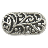 Zinklegierung hohle Perlen, flachoval, plattiert, keine, frei von Nickel, Blei & Kadmium, 21x11x6mm, Bohrung:ca. 1mm, verkauft von PC