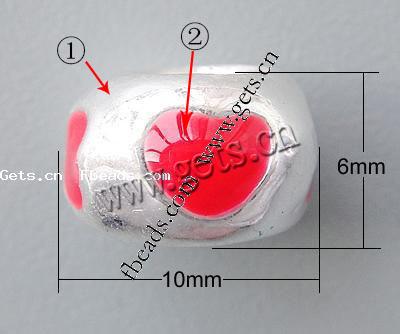 Пандора бусины сплава цинка эмаль, цинковый сплав, Круглая форма, Другое покрытие, с рисунками сердца & без Тролль & крупное отверстие, Много цветов для выбора, 10x6mm, отверстие:Приблизительно 4.2-4.5mm, продается PC
