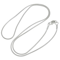 Collar de cadena de plata esterlina, plata de ley 925, chapado, cadena de la serpiente, más colores para la opción, 1mm, longitud:16 Inch, Vendido por Sarta