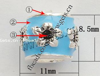 Emaille Zink Legierung Europa Perlen, Zinklegierung, Rohr, plattiert, plattierte Dicke über 3μm & ohne troll & Vollton, keine, frei von Kadmium, 11x8.5mm, Bohrung:ca. 5.5mm, verkauft von PC