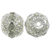 Bola Rhinestone Spacer, metal, Esférico, chapado, con un diamantes de imitación de Categoría A & hueco, más colores para la opción, 10mm, agujero:aproximado 2mm, 100PCs/Bolsa, Vendido por Bolsa