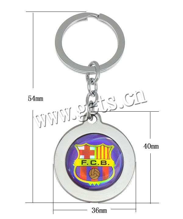 Stainless Steel Key Chain, plated, 2014 Brazil World Cup gift & different designs for choice & epoxy gel, more colors for choice, lead & cadmium free, 36x40x3.5mm, 54mm, Hole:Approx 26mm, Sold By PC