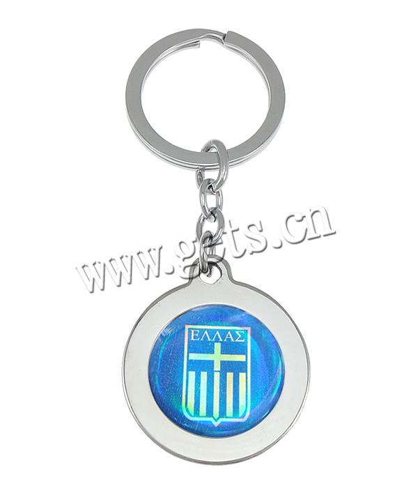 Stainless Steel Key Chain, plated, 2014 Brazil World Cup gift & different designs for choice & epoxy gel, more colors for choice, lead & cadmium free, 36x40x3.5mm, 54mm, Hole:Approx 26mm, Sold By PC