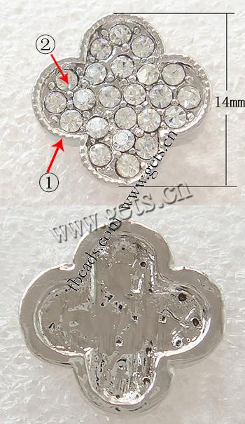 barre d'entretoise en stras , strass, fleur, Placage, avec les strass de Moyen-Orient & 2 fils, plus de couleurs à choisir, protéger l'environnement, sans nickel, plomb et cadmium, 14x14mm, Trou:Environ 1.8mm, Vendu par PC