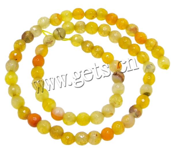 Perles agate veines de dragon naturelles, Rond, multiple tailles pour le choix & facettes, Jaune, Trou:Environ 1-1.5mm, Longueur:Environ 14.5 pouce, Vendu par brin