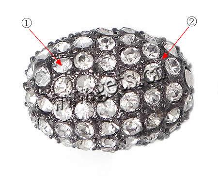 Rhinestone Zinc Alloy Beads, Oval, plated, more colors for choice, 17.5x13mm, Hole:Approx 3mm, Sold By PC