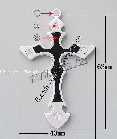 Zinc Alloy Cross Pendants, with enamel, plated, enamel, more colors for choice, 63x43x4mm, Hole:Approx 3mm, Sold By PC