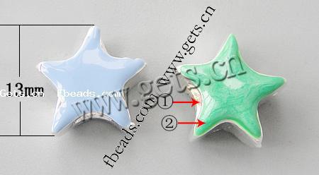 エナメル質亜鉛合金パンドラ ビーズ, 亜鉛合金, 星, メッキ, ネジ無 & ラージホール, 無色, ニッケル、鉛、カドミウムフリー, 13x13x7mm, 穴:約 4.2-4.5mm, 売り手 パソコン