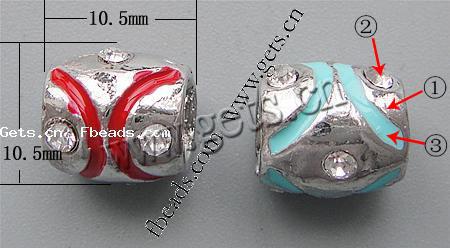 Émail Zinc Alloy European Beads, alliage de zinc, tambour, Placage, sans filetage & émail & grand trou, plus de couleurs à choisir, protéger l'environnement, sans nickel, plomb et cadmium, 10.5x10.5mm, Trou:Environ 4.5mm, Vendu par PC