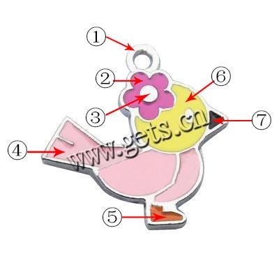 Zinc Alloy Enamel Pendants, Bird, plated, more colors for choice, nickel, lead & cadmium free, 23x23mm, Hole:Approx 2mm, Sold By PC