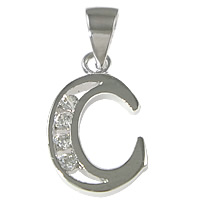 Pendentif lettre en argent bijoux, argent sterling 925, Lettre C, Placage, pavé de micro zircon, plus de couleurs à choisir Environ 3.5mm, Vendu par PC