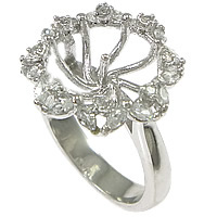 Sterling Silber Ring Halterung, 925 Sterling Silber, Blume, plattiert, Micro pave Zirkonia, keine, 16x16mm, 0.8mm, Größe:6.5, verkauft von PC