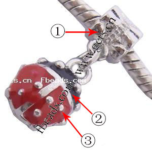 Подвески цинкового сплава Пандора , цинковый сплав, Божья коровка, плакированный, Много цветов для выбора, 10x25mm, продается PC