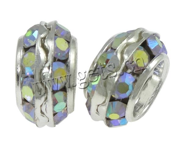 Espaciador de la forma rueda del diamante de imitación, diamantes de imitación, con metal, Redondo aplanado, chapado, con diamantes de imitación, más colores para la opción, 11x11x3mm, agujero:aproximado 3mm, Vendido por UD