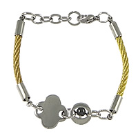 Deux Tone Bracelet en acier inoxydable, Placage, avec fermoir mousqueton, sans cadmium Environ 8 pouce, Vendu par brin