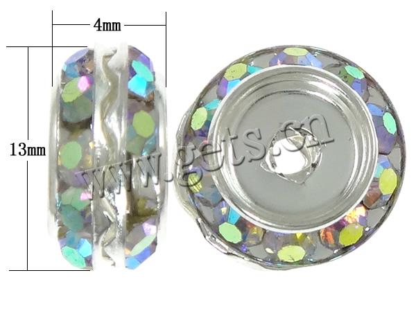 Rondelle Strass Spacer, Messing, plattiert, mit Strass, keine, 13x4mm, 100PCs/Tasche, verkauft von Tasche