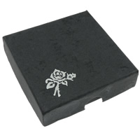 Cardboard Bracelet Box, Square, with flower pattern, black 
