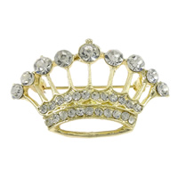 Rhinestone Zinc Alloy Brooch, Crown, plated, with rhinestone lead & cadmium free 