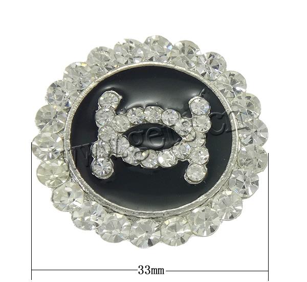 El esmalte Broche, aleación de zinc, Redondo aplanado, chapado, con diamantes de imitación, más colores para la opción, libre de plomo & cadmio, 33mm, Vendido por UD