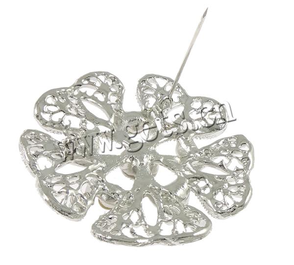 Bijoux broche en Zinc alliage , alliage de zinc, fleur, Placage, avec strass, plus de couleurs à choisir, sans plomb et cadmium, 58x58x10mm, Vendu par PC