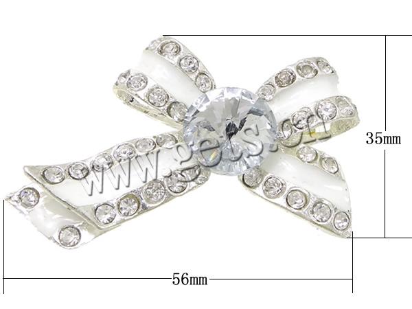 Rhinestone Zinc Alloy Brooch, with Glass, Bowknot, plated, enamel & faceted & with rhinestone, more colors for choice, lead & cadmium free, 56x35x10mm, Sold By PC