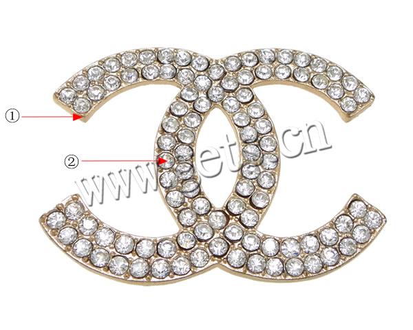 Rhinestone Zinc Alloy Ornaments, plated, flat back, more colors for choice, lead & cadmium free, 57x43x3mm, Sold By PC