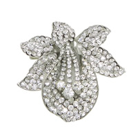 Zinc Alloy Clip Buckle, Flower, plated, with rhinestone lead & cadmium free 