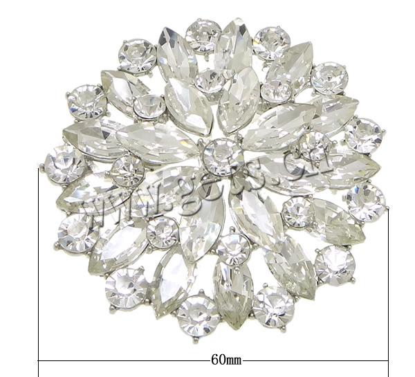 Rhinestone Zinc Alloy Ornaments, with Glass, plated, flat back & faceted & with rhinestone, more colors for choice, lead & cadmium free, 60x10mm, Sold By PC