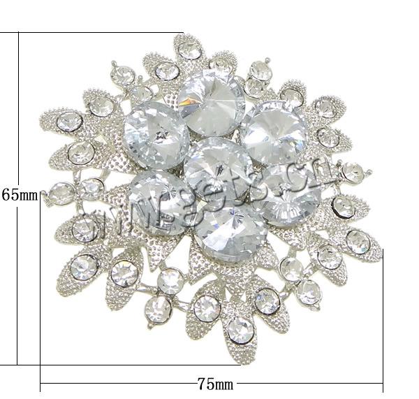 Adornos del rhinestone Zinc aleación, aleación de zinc, con Vidrio, chapado, espalda plana & facetas & con diamantes de imitación, más colores para la opción, libre de plomo & cadmio, 75x65x10mm, Vendido por UD